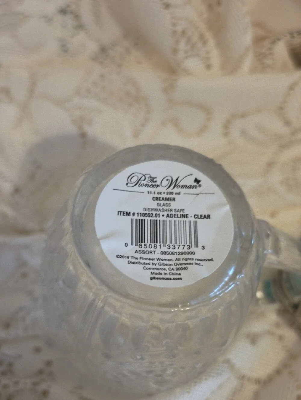 The Pioneer Woman Clear Adeline Creamer Glass with Embossed Pattern NWT